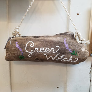 Green Witch Driftwood Art