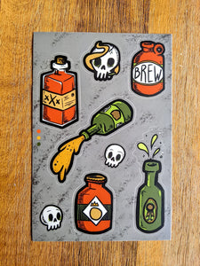 Booze & Skulls Sticker Sheet